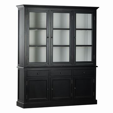Vitrineskab H199xB164xD43 cm Sort-Hvid